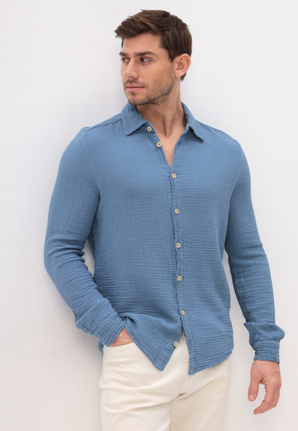 Рубашка из муслина 7165 LIGHT BLUE